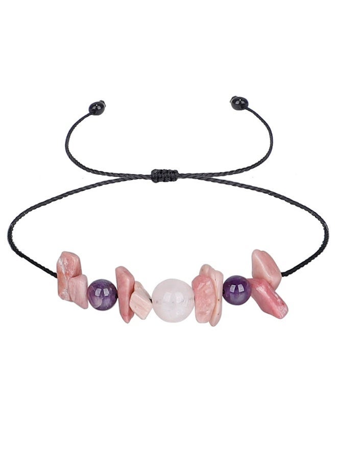 Goolsky 1pc Bohemian Irregular Stone Wish Bracelet with Inspirational Card - Adjustable Rope for Daily Wear or Gift, Amethystite Bracelet|Inspirational Bracelet|Natural Gemstone Bracelet, Bohemian Style - Image 2